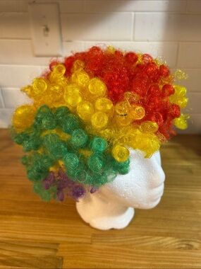 Multicolor Clown Curly Wig - Bright Rainbow Synthetic Hair Halloween